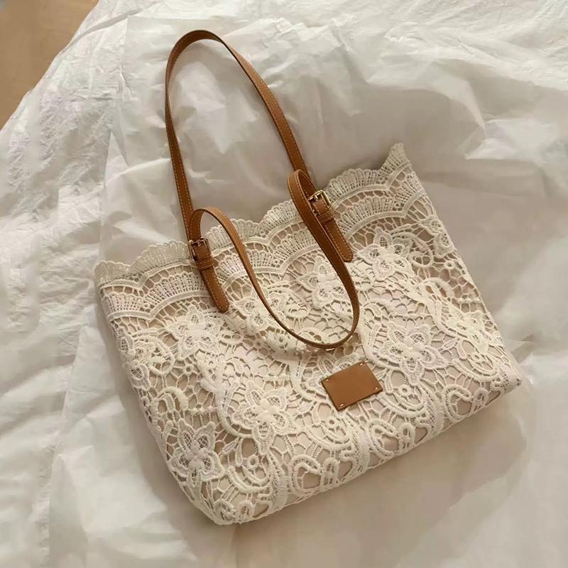 

Женская кружевная сумка-тоут с цветочной вышивкой, летняя, для путешествий на море, для отпуска, пляжная сумка, на плечо, ретро-сумочка 37x11x30cm бежевый