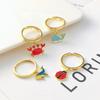Adjustable Beetle Crab Fish Pendant Gold-Plated Open Ring For Women Girls New  Party Jewelry Fine Accessory Daily Wear