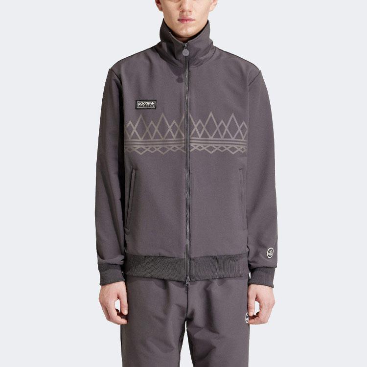 Adidas Originale Suddell Geometrisches Muster Bedruckte Stehkragen Langarm Jacke Herren Jacke Grau IN6754