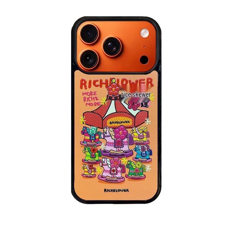 

Cartoon Embossed Carousel Anti-Drop Phone Case for iPhone 14/13 & Apple 17/16/15 PROMAX iPhone 15