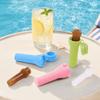 Striped Silicone Ice Stick Tray, Food Grade Narrow Ice Cube Mold for Bottles, Easy Release Ice Maker with Leakproof Lid