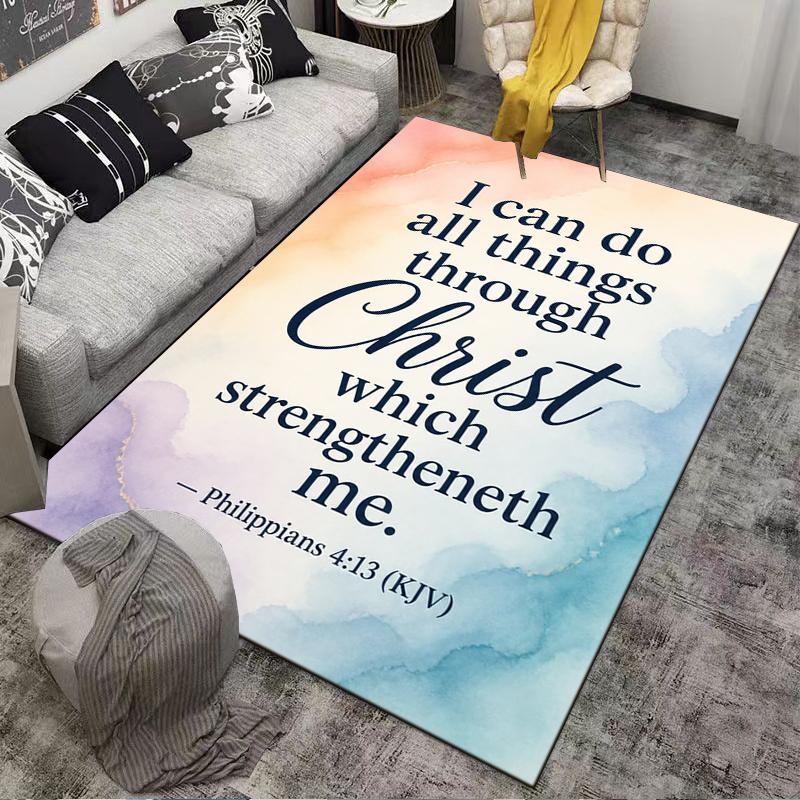 Philippians 4:13 Christian Carpet Non-slip Rug Suitable for Living Room and Bedroom Sofas