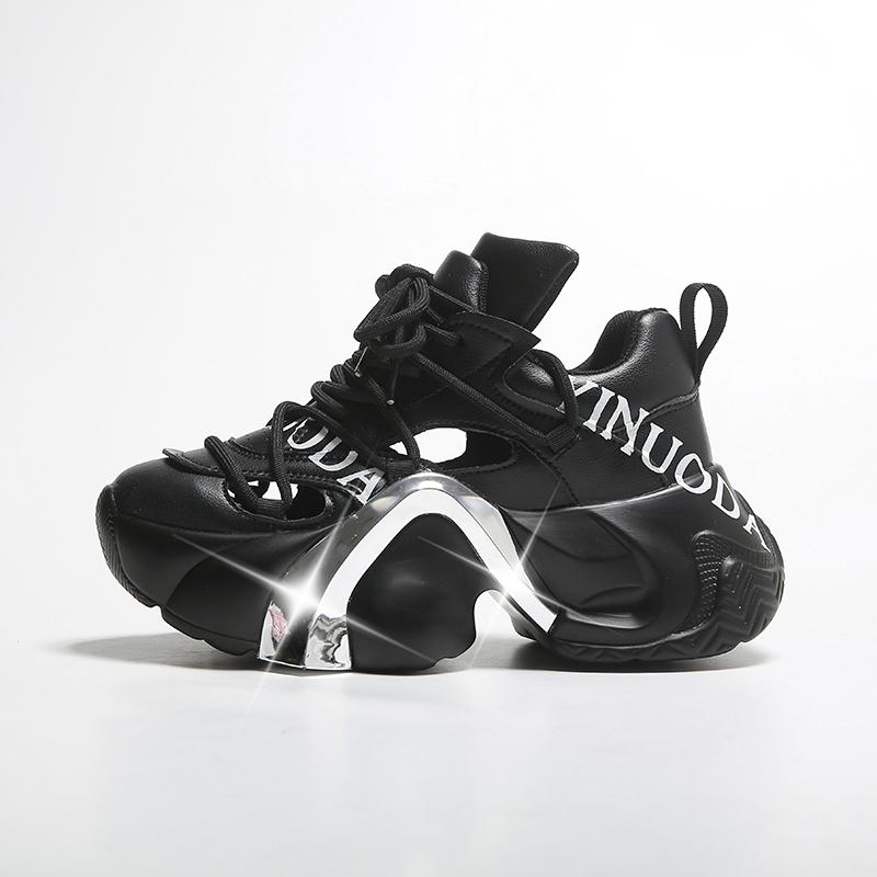 Fashion Summer Shiny Sequins Chunky Platform Sneakers Women Breathable Lace Up Height Increase Shoes Woman Fashion Cute Pink Sneakers