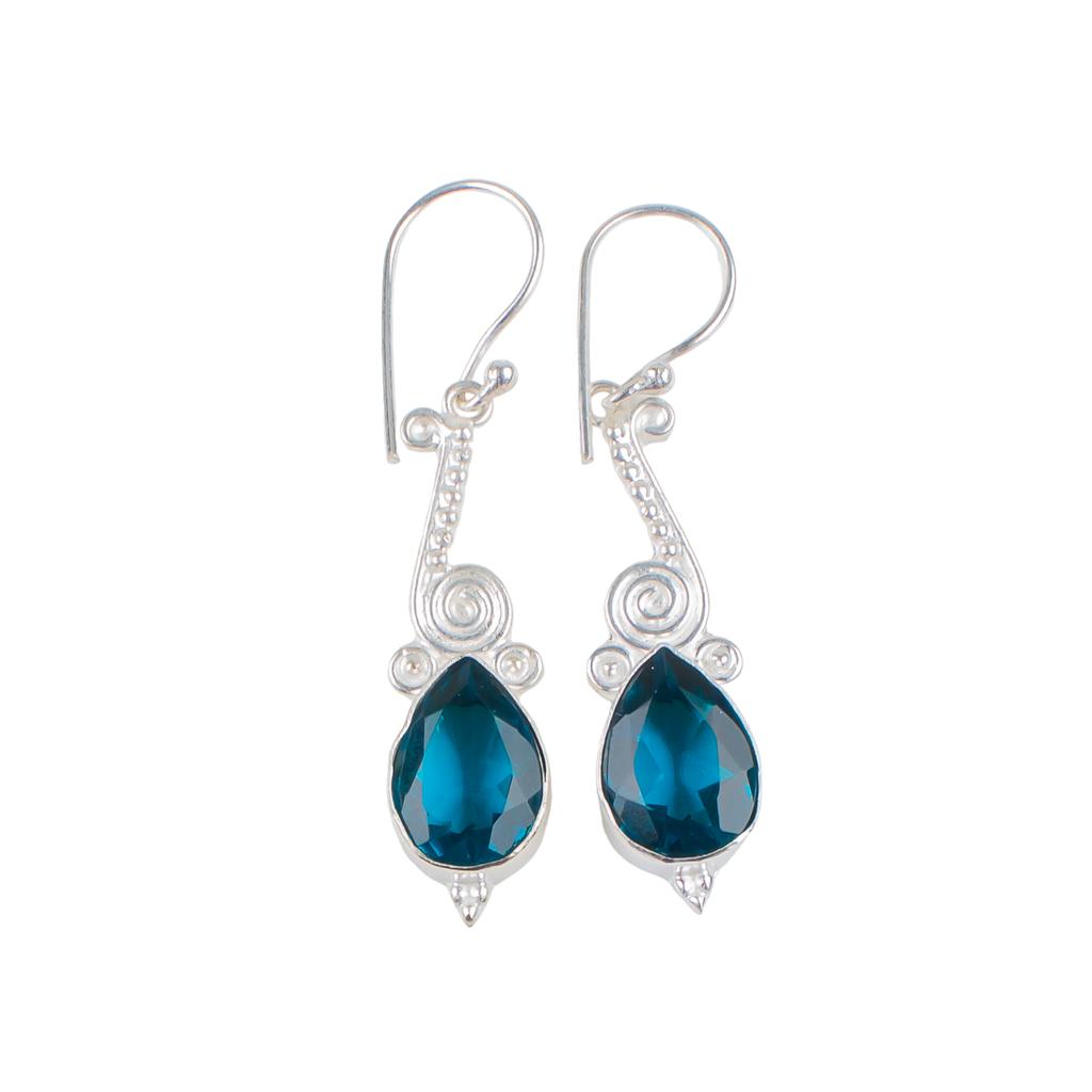 Blue Apatite Gemstone 925 Sterling Silver Jewelry Handmade Women Earrings 2.10" EE-37-12