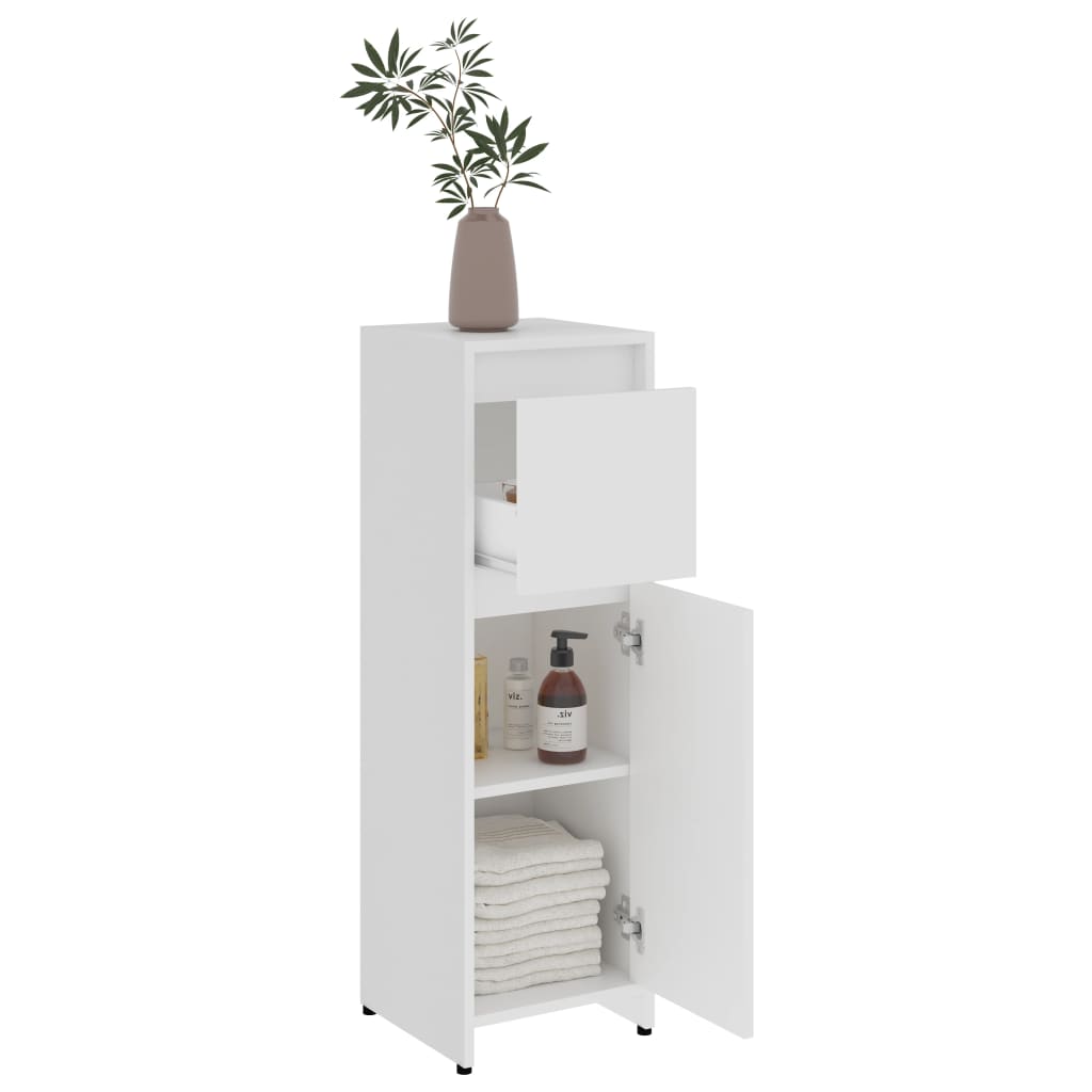 3 Piece Bathroom Furniture Set White Particleboard