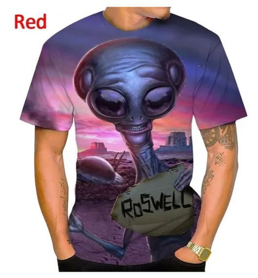 Summer 3D Printing Alien Pattern T-shirt Fashion Round Neck Short Sleeve Universe Neutral Casual T-shirt Source