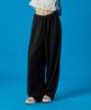 KOLEAT Summer Airy Pleated Flare Elastic Waist Wide Slacks Pants [Black]