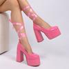 Cross Strap High Heel Single Shoes Super Thick Heel Sexy Waterproof Table Hate Sky High Fashion Shoes