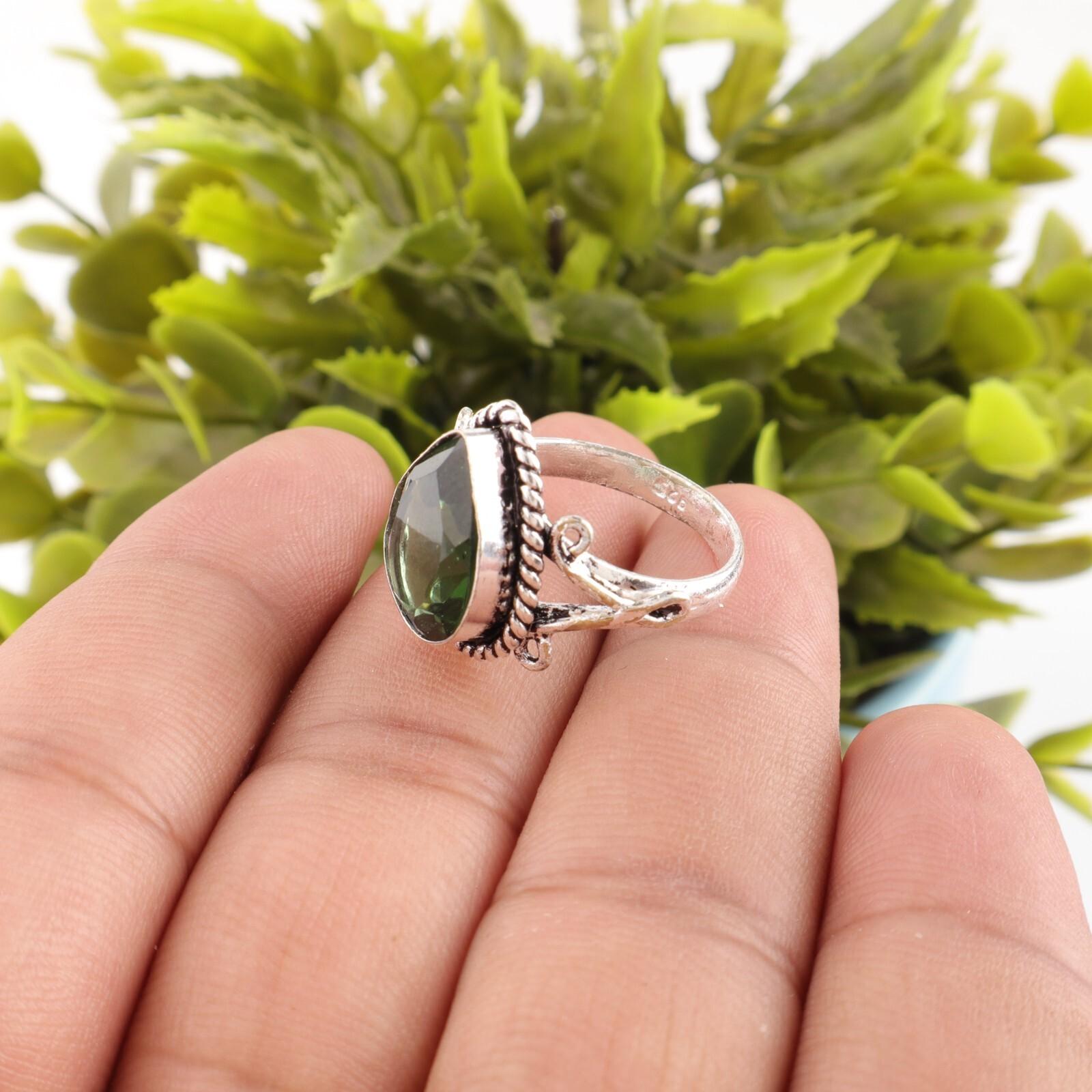 

Зеленый Турмалин Драгоценный Камень 925 Стерлинговое Серебро Ювелирные Изделия Ручной Работы Бохо Кольцо Для Нее RR-57-16 8.5