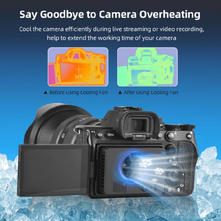 External Camera Cooling System Aluminum Alloy Semiconductor Cooling Fan with USB C Power Cord for R5/R10/R50 90D