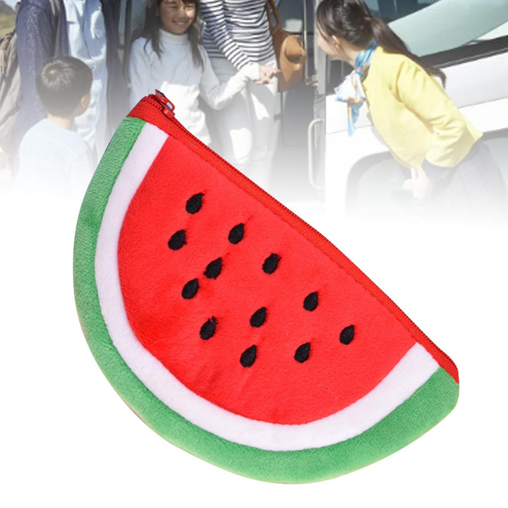 Watermelon Change Pouch Cute Fun Design Soft Plush Mini Purse for Lipsticks Earbuds Charging Cable