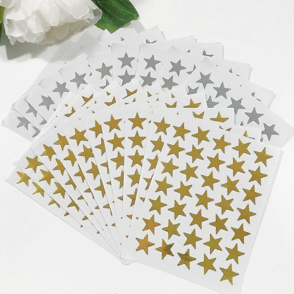 30 Self-Adhesive Metallic Star Stickers, 1.5cm Foil Stars for Classroom Decor