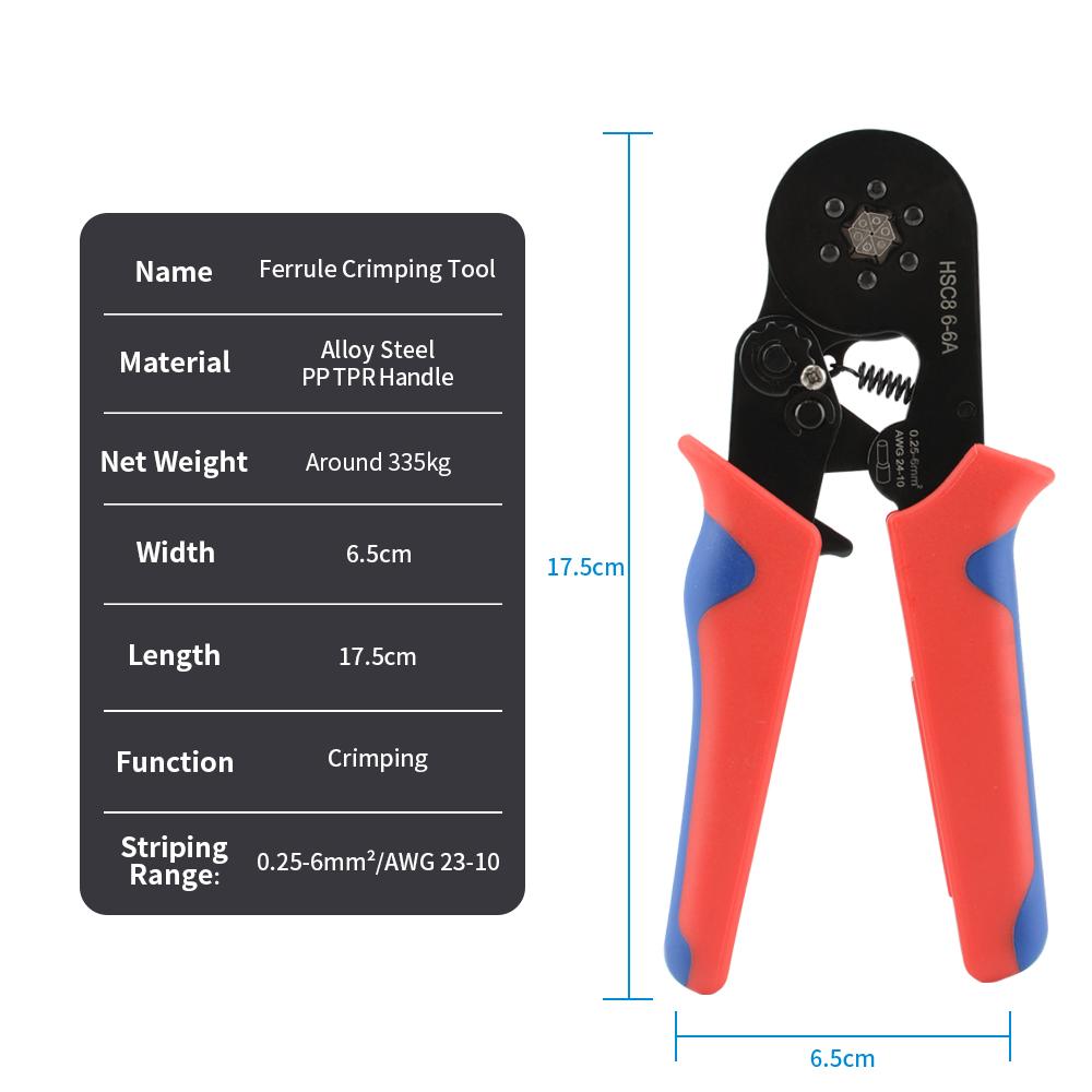 HSC8 6-4A Self-Adjustable Carbon Steel Household Electric Crimping Pliers for Wire Connectors 0.25-6mm² 24-10AWG