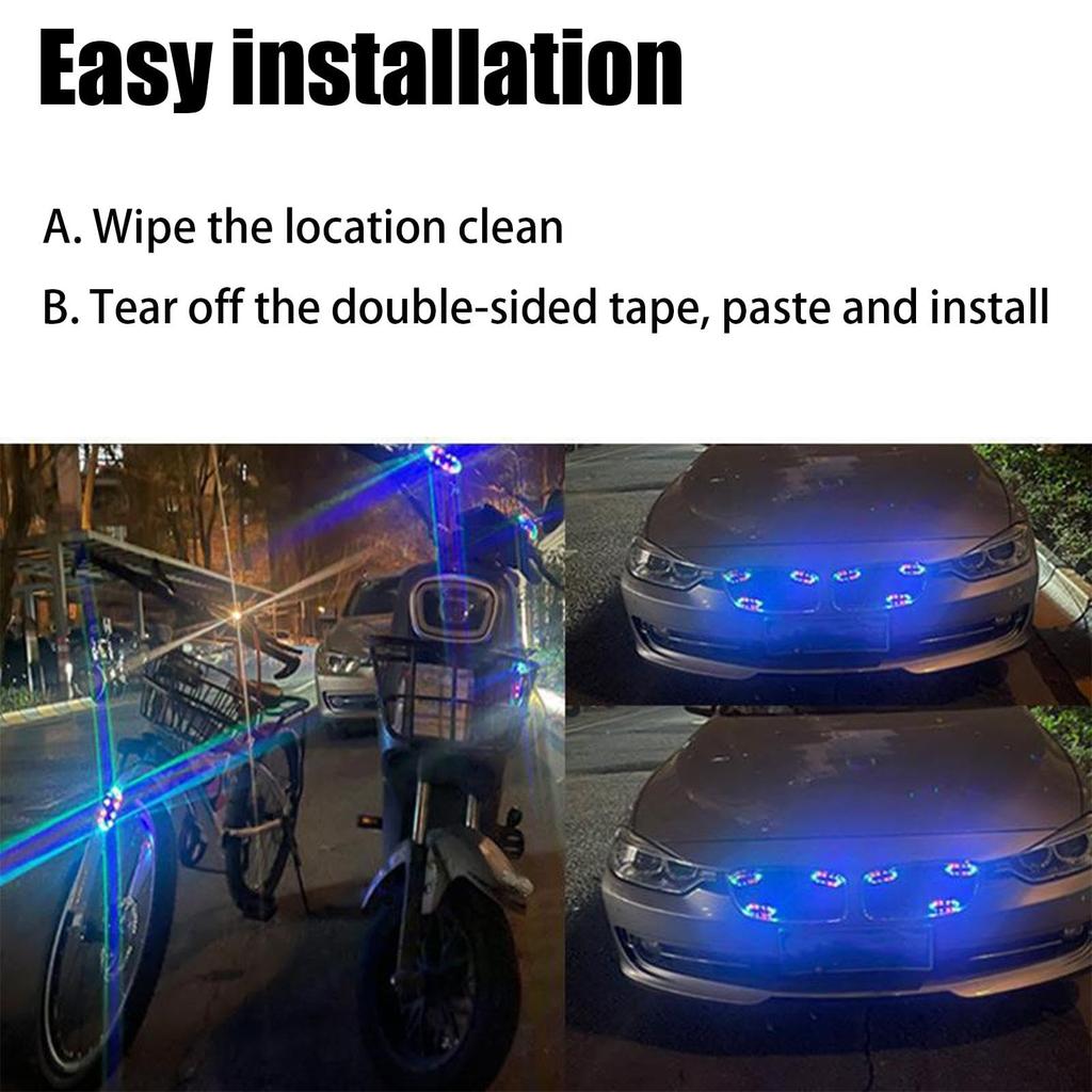 2pcs Car Solar Powered LED Lights Fake Car Warning Lights LED Flashing Warning Lights