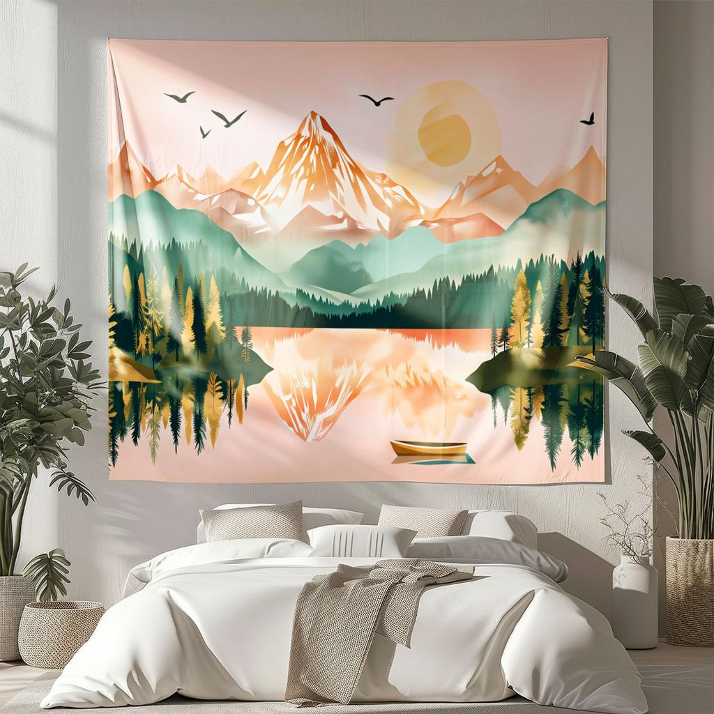 1Pc Grassland Landscape Printed Tapestry Living Room Background Wall Art Decoration Multi Size Space Pendant