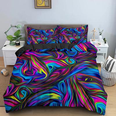 Geometric 3D Printed Bedding Set Soft Single King Queen Double Psychedelic 3D Abstract Duvet Cover 2/3pcs Polyester Quilt Covers