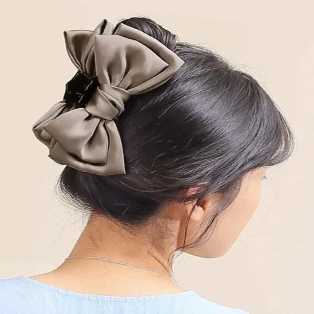 ASSHOP Silk Giant Ribbon Cocoa Hair Clip Bun Hair