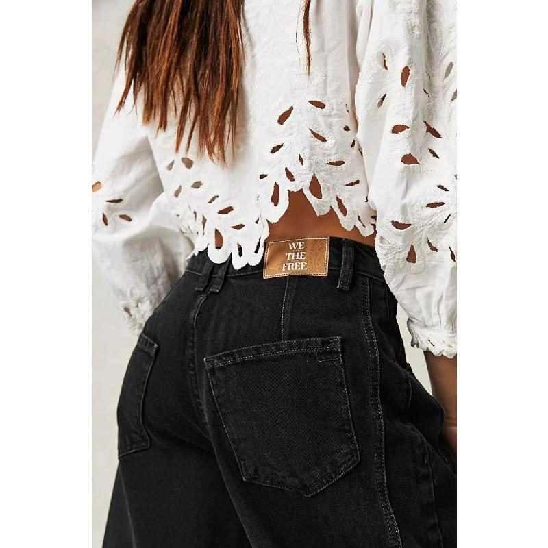 New Women's Vintage Washed Wide Leg Jeans, Mid-Low Rise Loose Fit Denim Pants, Retro Fashion Casual Trousers for Daily Wear