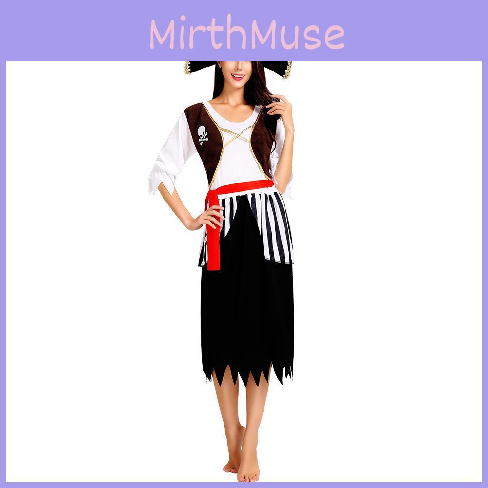 Alluring Women's Halloween Pirate Costume With Stylish Black Long Dress For Parties