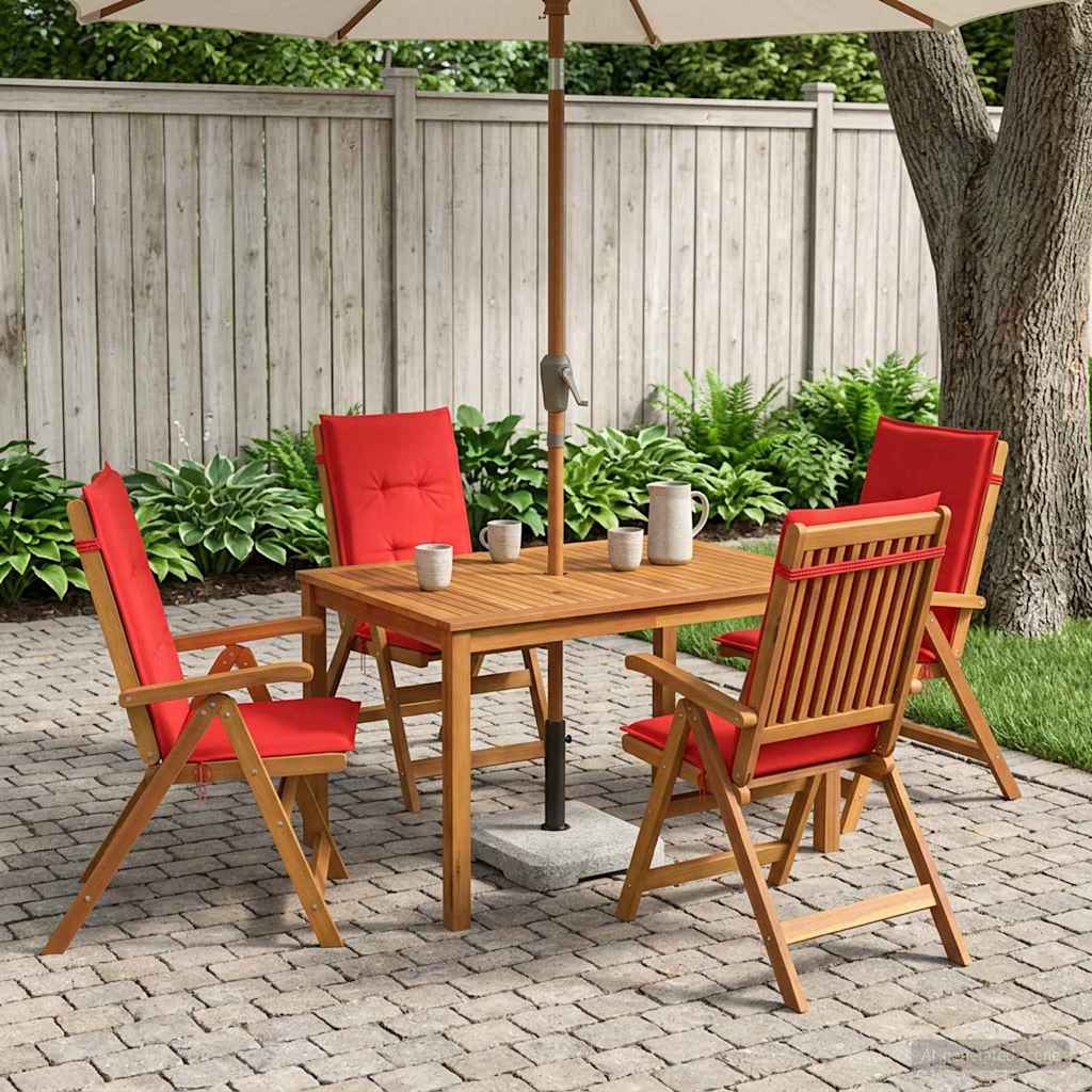 5 Piece Garden Dining Set 4 Seater Solid Wood Acacia
