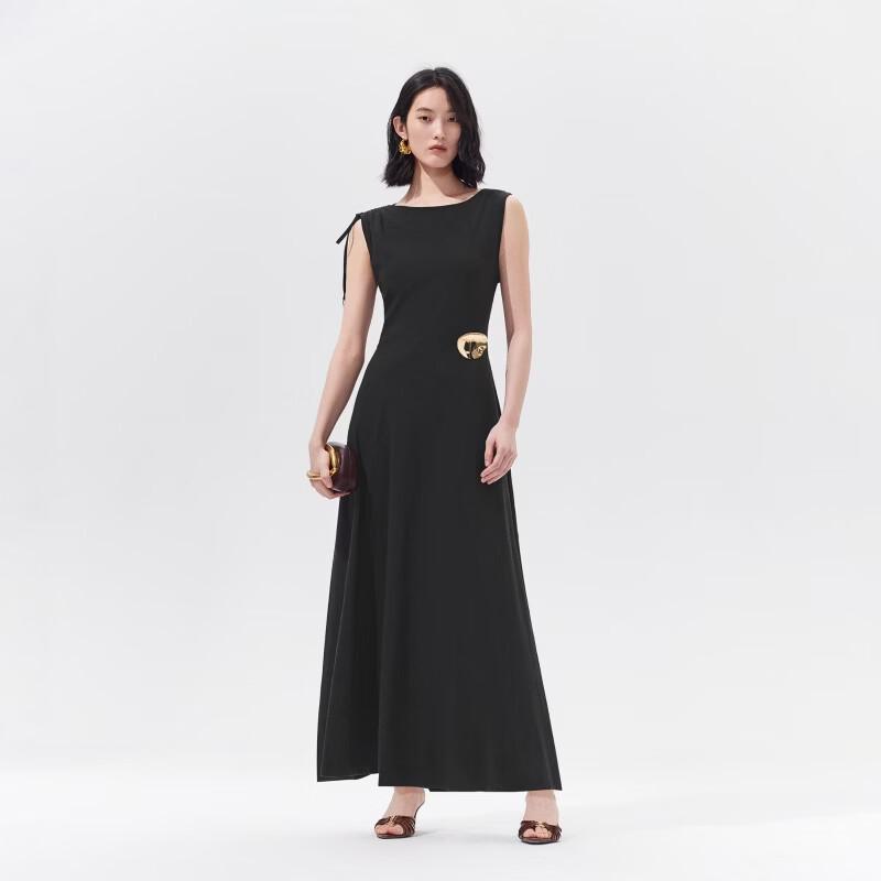 VEROMODA Shoulder Drawstring Cowl Neck Midi Dress