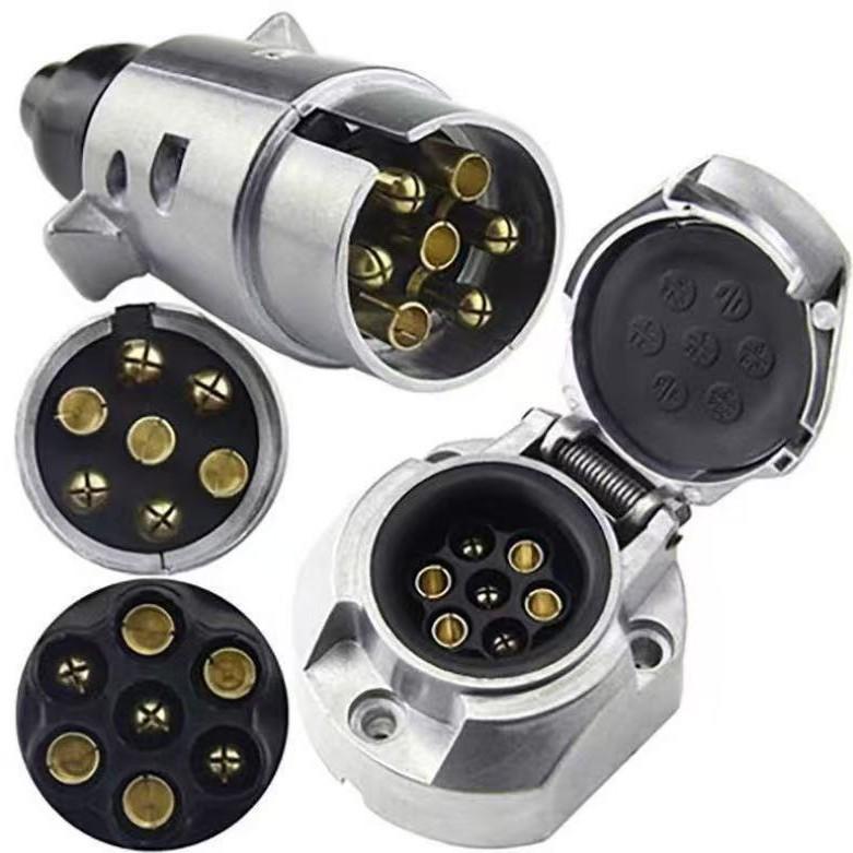 European Standard 12V 7-Pin Aluminum Trailer Plug & Tail Light Adapter