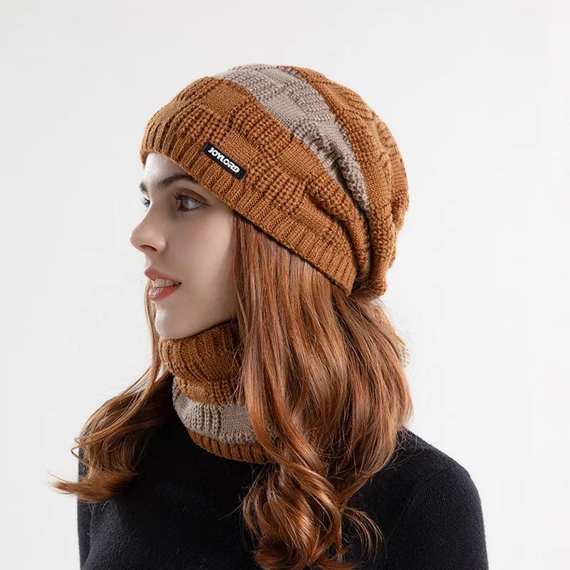 

Вязаный пуловер, шапка, шарф, из двух частей, зимняя теплая защита ушей, мужские шапочки Skullies, женская шерстяная шапка, лыжная шапка, балаклава Gorras верблюд