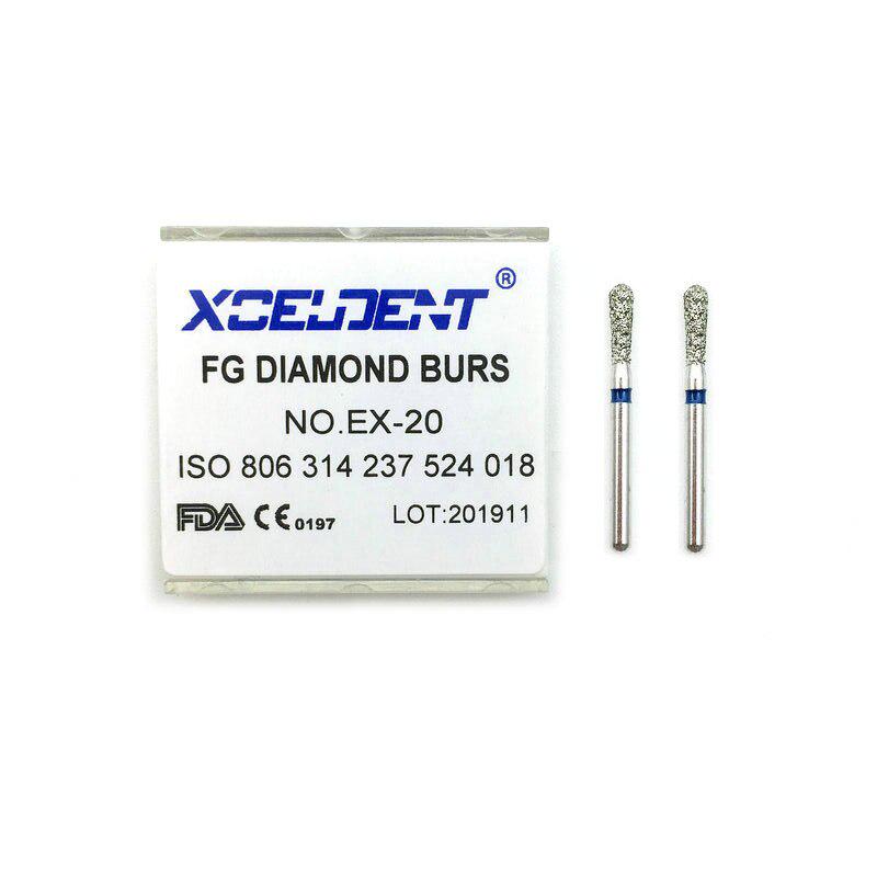 Fraises dentaires diamantées, 10 pièces, fraises dentaires pour pièce à main à grande vitesse, diamètre de poignée 1.6mm, outils de dentiste EX-20