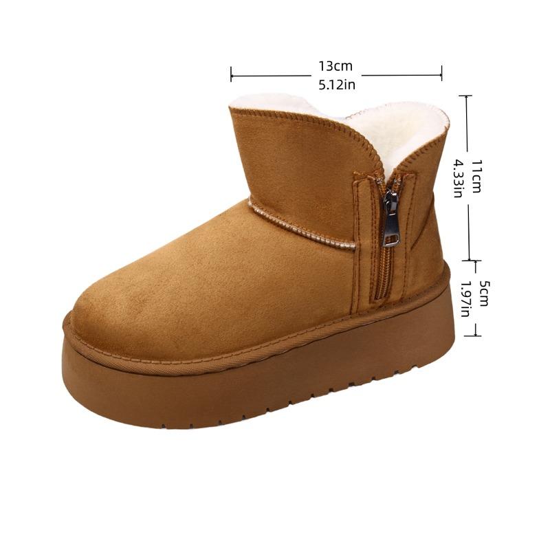 Fashion Women Flats Platform Snow Boots Suede Casual New Winter Short Plush Shoes 2025 Trend Ankle Boots Woman Fur Sneakers Botas Mujer