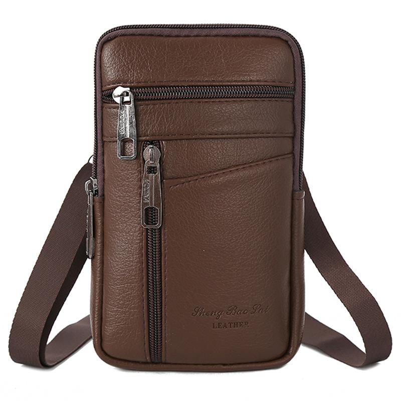 Nuova borsa a tracolla grande capacità cordino marsupio pelle PU sport all'aperto borsa a spalla multifunzionale borsa per cellulare da uomo