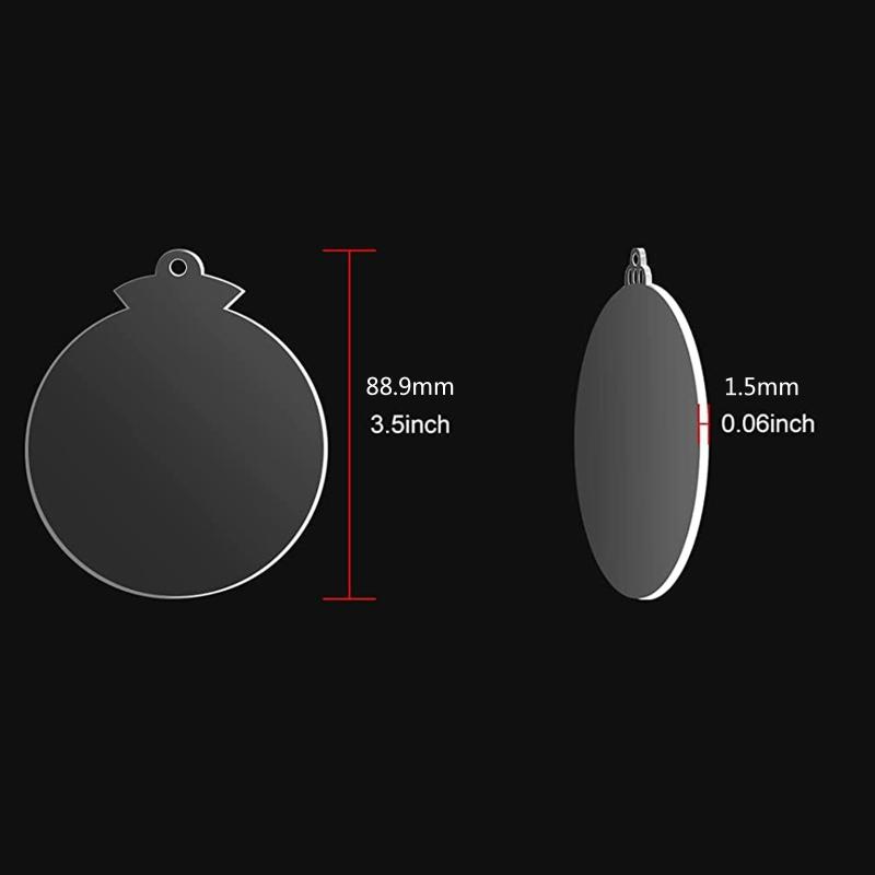 3.5" Clear Acrylic Christmas Ornament,Blank Christmas Bauble Tree Decoration Stocking Name Tag,Holiday Tags,Gift Tag