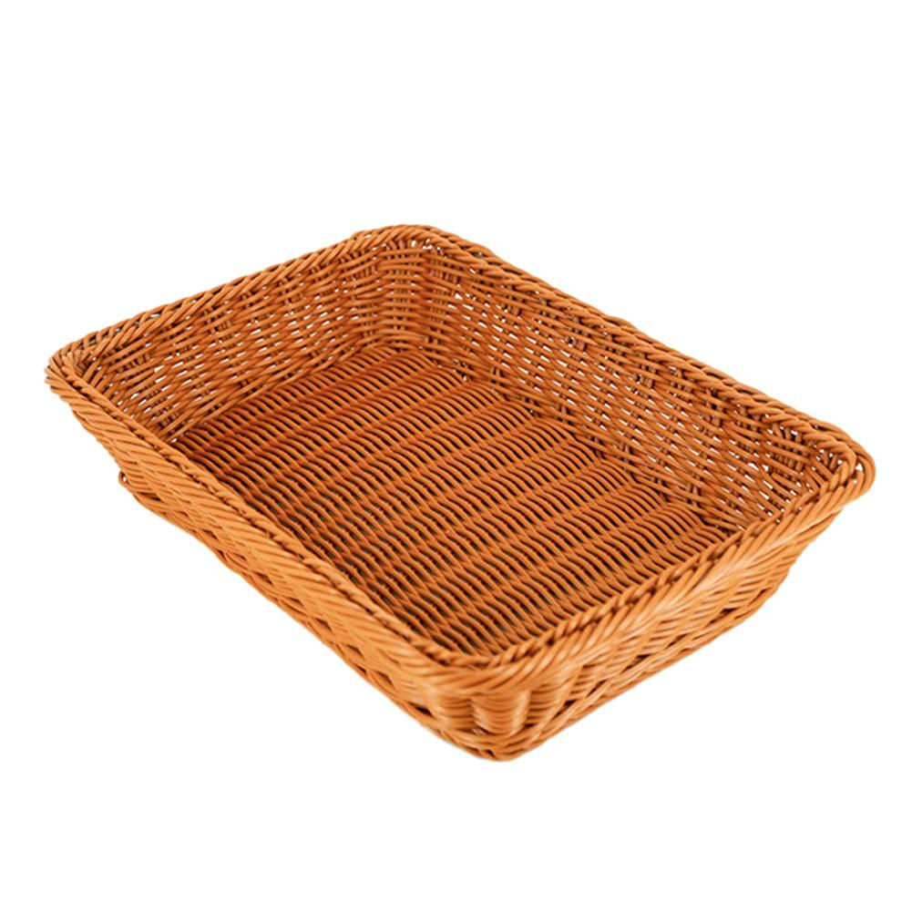 Ratten Woven Bread Basket Rectangular Fruit Baskets Food Serving Holders for Vegetables Home Kitchen Restaurant Outdoor Picnic