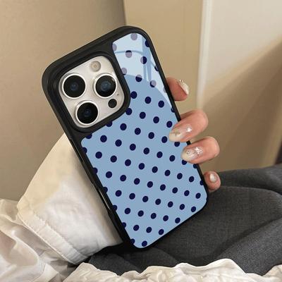 Light Blue Polka Dot Pattern Phone Case Suitable for iPhone 17 16 15 14 13 12 11Pro/Max/Plus Anti Drop and Shockproof Back Cover