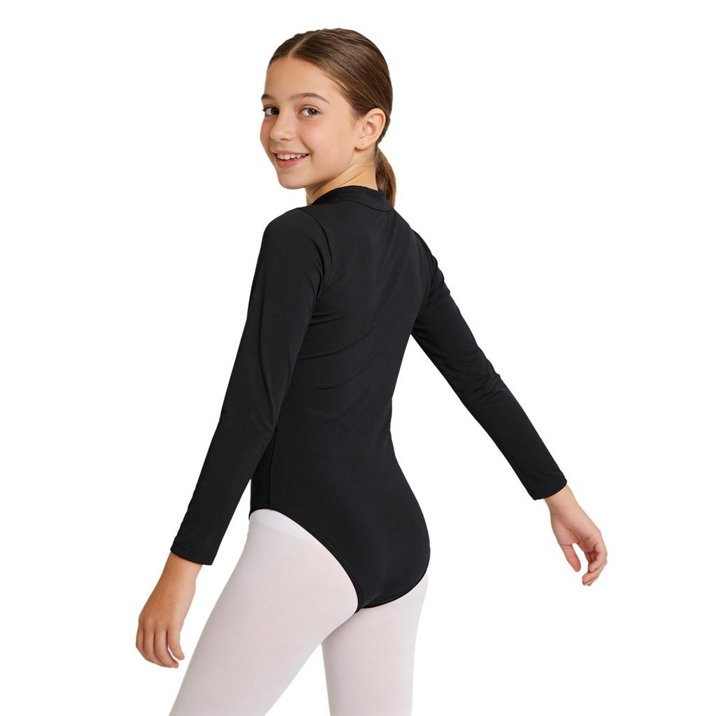 Nude Kinder Mädchen Fleece Langarm Trikot Einfarbig Body Gymnastik Ballett Tanz Training Kostüm