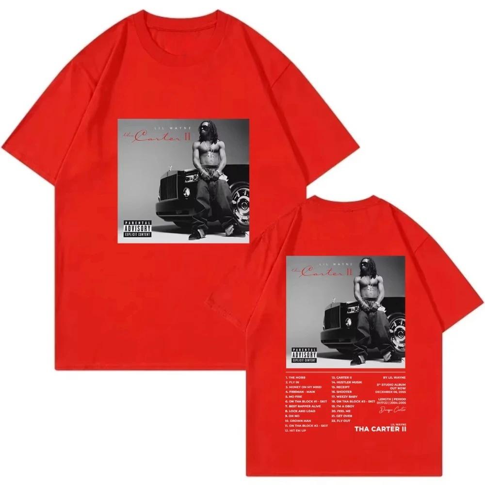 Summer Casual Cotton T-shirt Rapper Lil Wayne Tha Carter II Album Poster Graphic T Shirt Unisex Fashion Hip Hop Vintage T-shirts