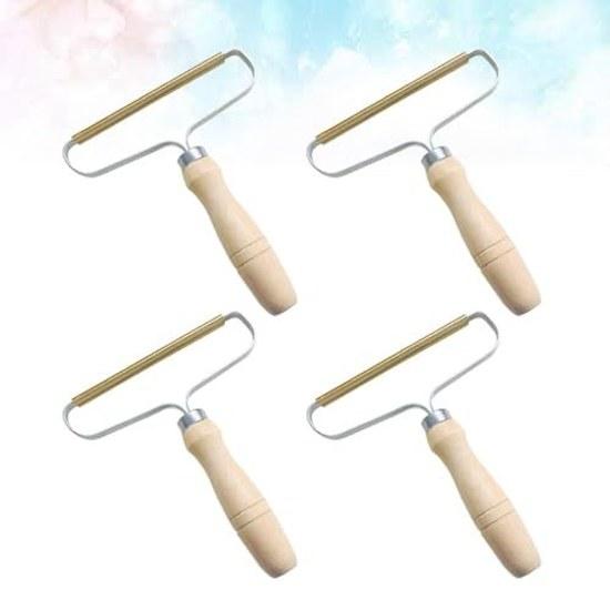 No-brand item 4 pieces lint remover manual sweater cutter clothing bedding car pet hair wooden handle gentle on fabrics