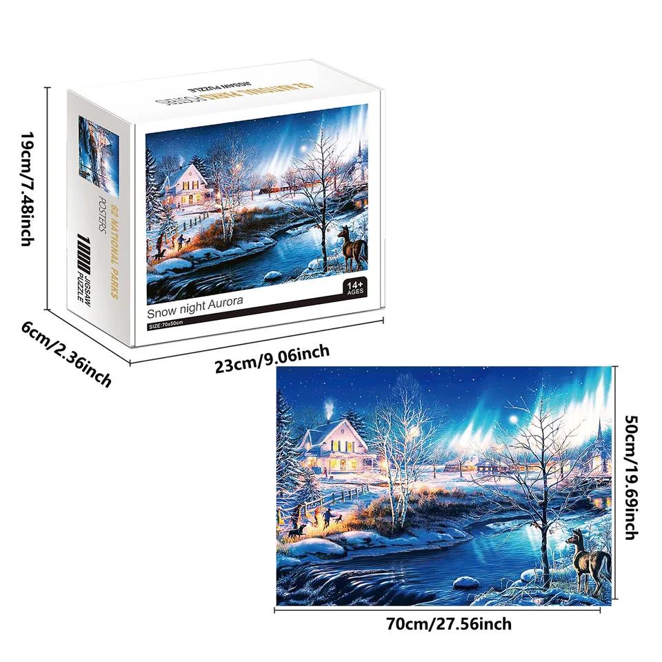 1000 Pieces Snow Night Aurora Jigsaw Puzzle for Adults Family Game Floor Puzzle Educational Toy Perfect for Home Decor