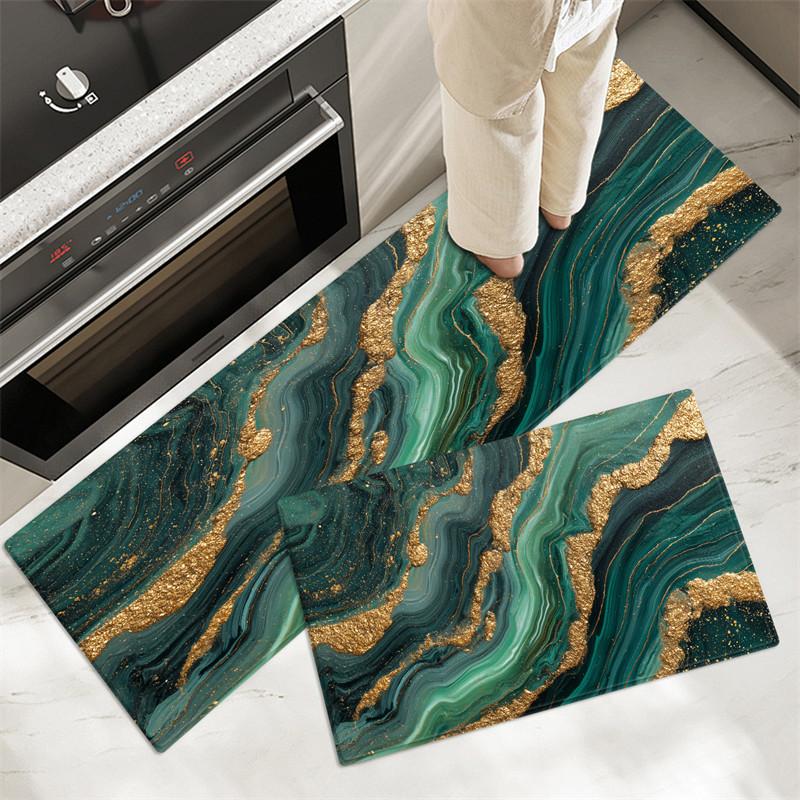 Abstract Print Kitchen Rug Set Absorbent Non-slip Soft Flannel Sponge Floor Mat For Bathroom Doormat Runner Carpet