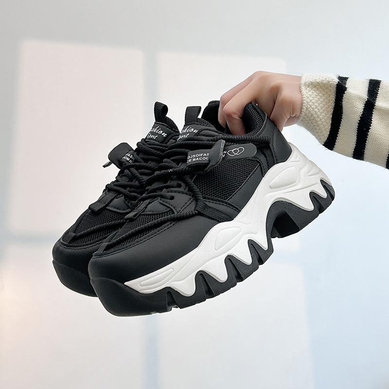 

ins корейская версия кроссовок для пап на платформе 2025 весна новые уличные кроссовки для бега для студентов увеличивают высоту и досуг 1943 40 чёрный