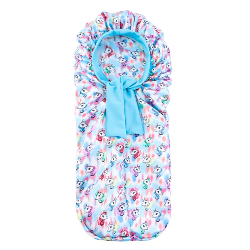 Kinder Lange Schlauchhaube Cartoon-Druck Breites Elastisches Band Nachtmütze für Lockiges Haar Haarpflege Kopfbedeckung Kappe Jungen Mädchen Schlafmütze