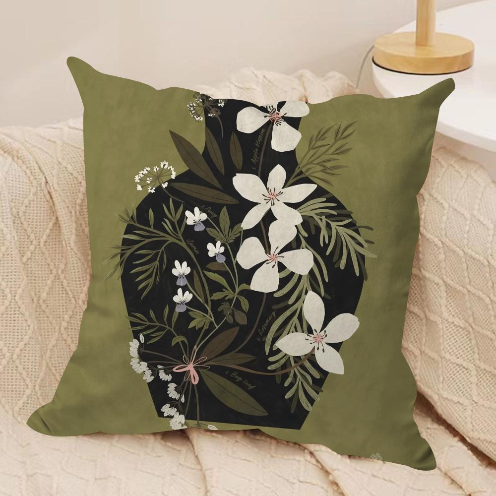 Vintage Vase Print Cushion Cover Pillowcase Ultra Soft Skin Friendly Fabric Cloud Like Comfort Concealed Zipper