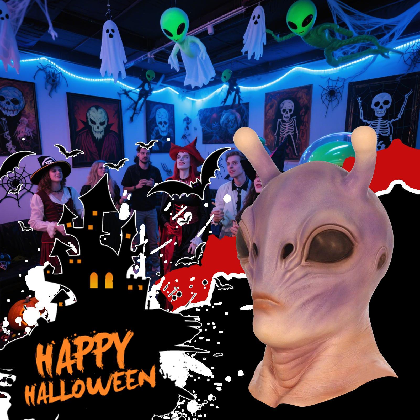 

Full Head Realistic Halloween Alien Mask Cosplay HorrorUFO Skull Latex Masks Helmet Carnival Dress Up Party Costume Props бежевый