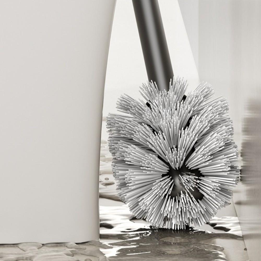 Aluminum Material Wall Mounted Toilet Brush Nail Free Installation Cleaning Toilet Brush  Restroom