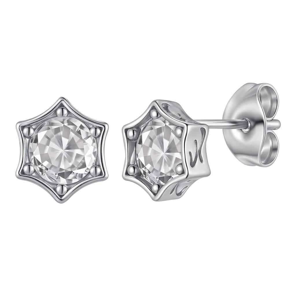 Vnox Eenvoudige Ster Oorbellen, Heren Dames Kleine Ronde Zirkonia Steentjes Oorbellen Brincos, Punk Rock Oor Sieraden