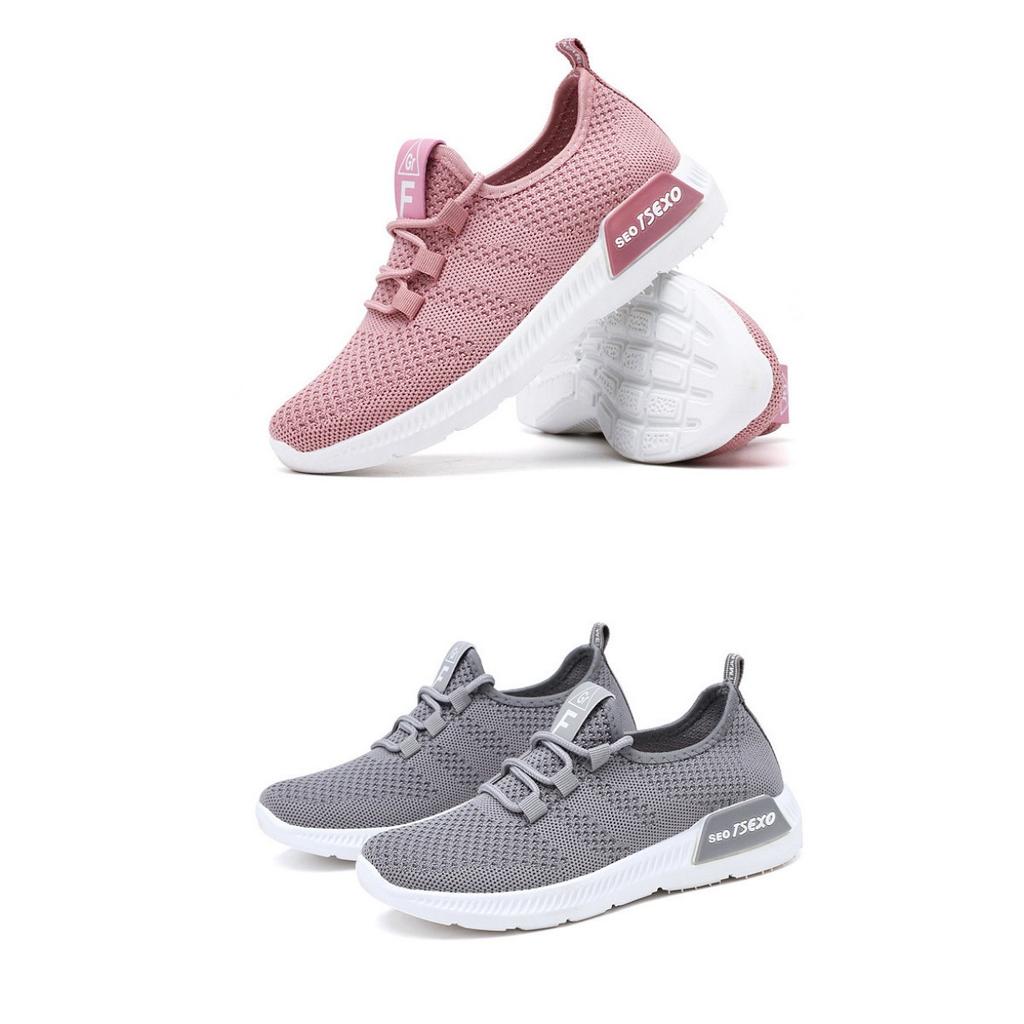 Women's Flyknit Single Shoes, Soft Soled Breathable Shoes, Casual Sports Shoes for Women