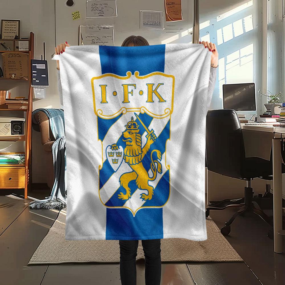 Coperta in Flanella Stampata IFK Goteborg, morbido plaid per camera da letto divano, lavabile, merchandising per tifosi di calcio, ottimo regalo.