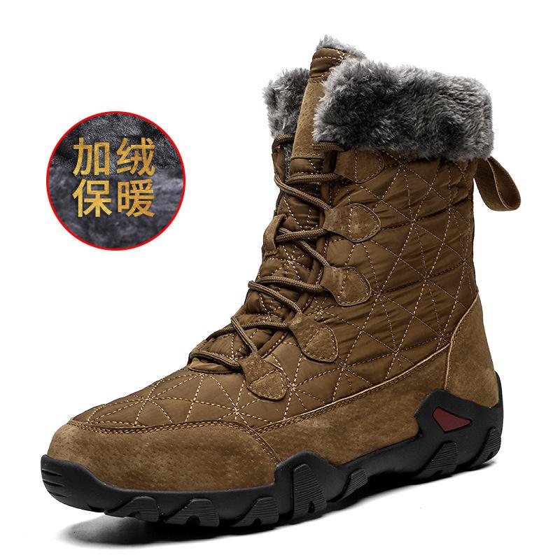 Snow boots men's winter high-top velvet thermal cotton boots foreign trade large size outdoor mountaineering pigskin cotton boots men's shoes