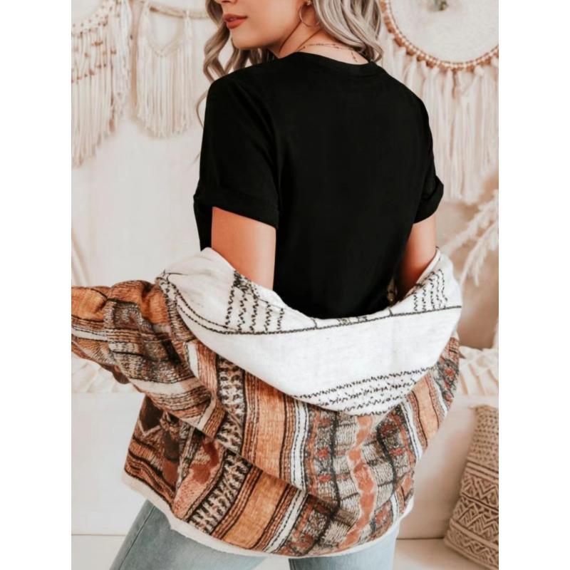 Women's Y2K Slim Fit Solid Color Short Sleeve T-Shirt Red Ladybug Print Casual Crew Neck Pullover Top