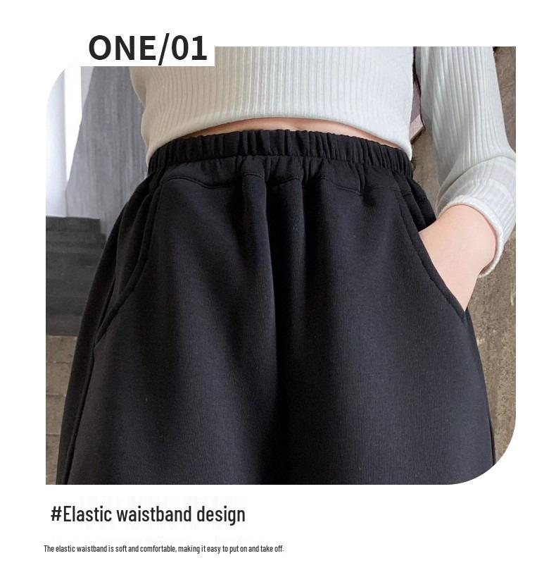 2025 New Style Fleece-Lined Sweatpants for Junior High School Girls