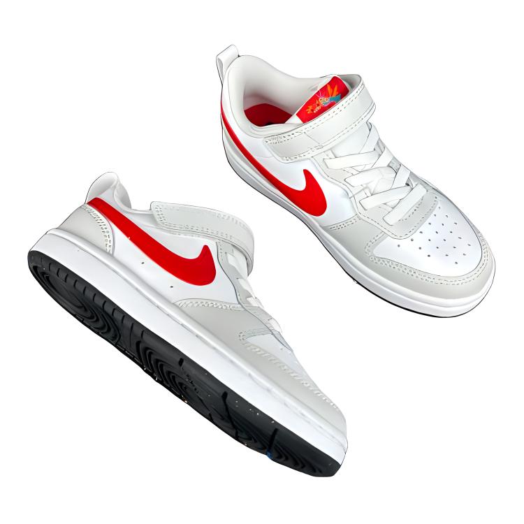 Nike Court Borough Low Casual Sneakers Shock Absorbing Durable Low Top Kids Sneakers White HF0741-161